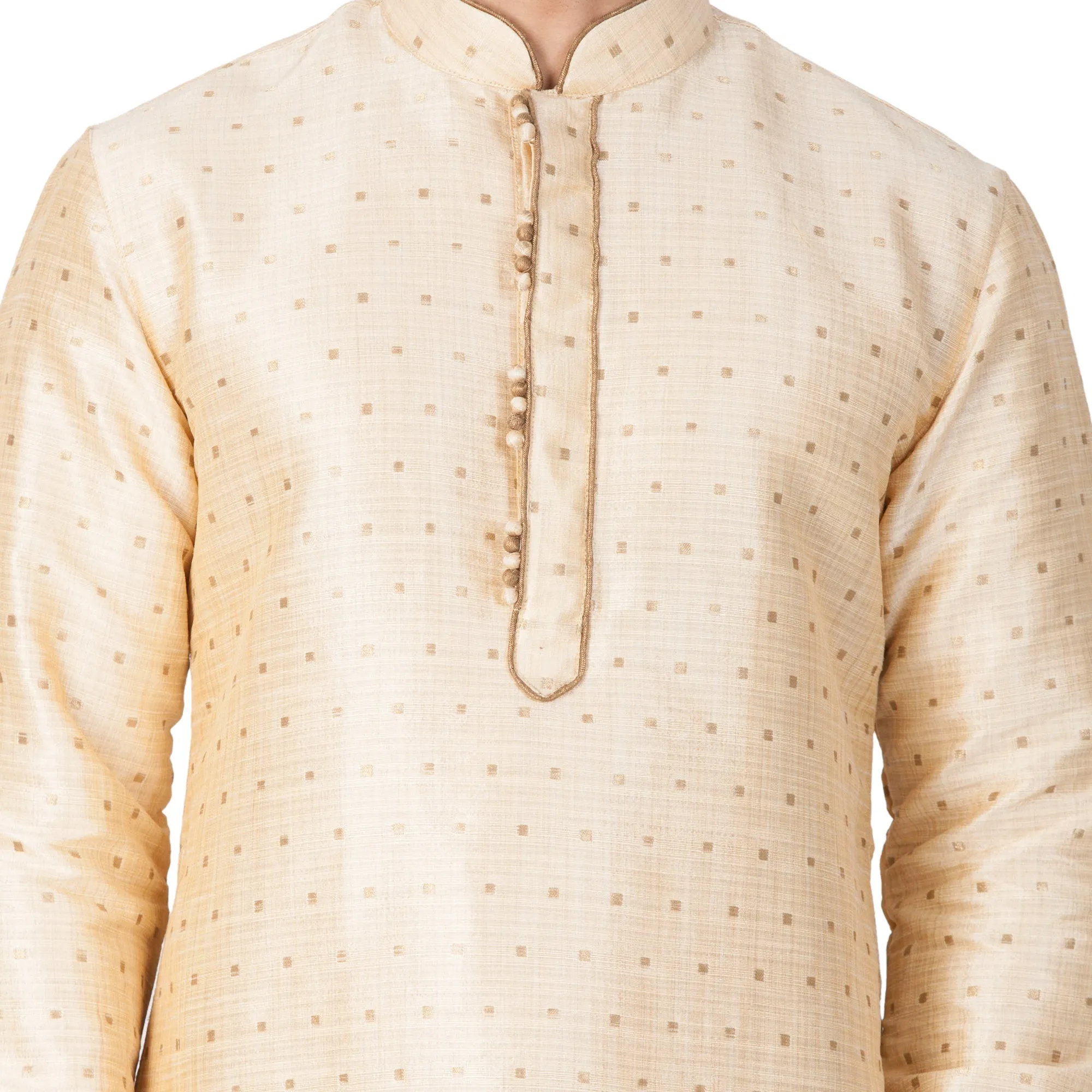 VASTRAMAY Men's Gold Zari Kurta Set