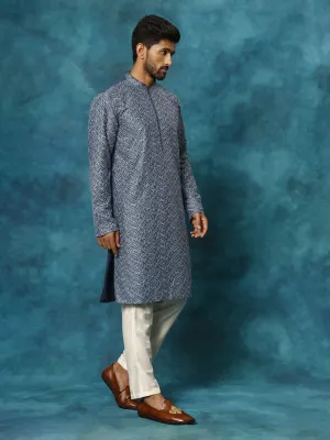 Vastramay Men's Grey Cotton Kurta Set