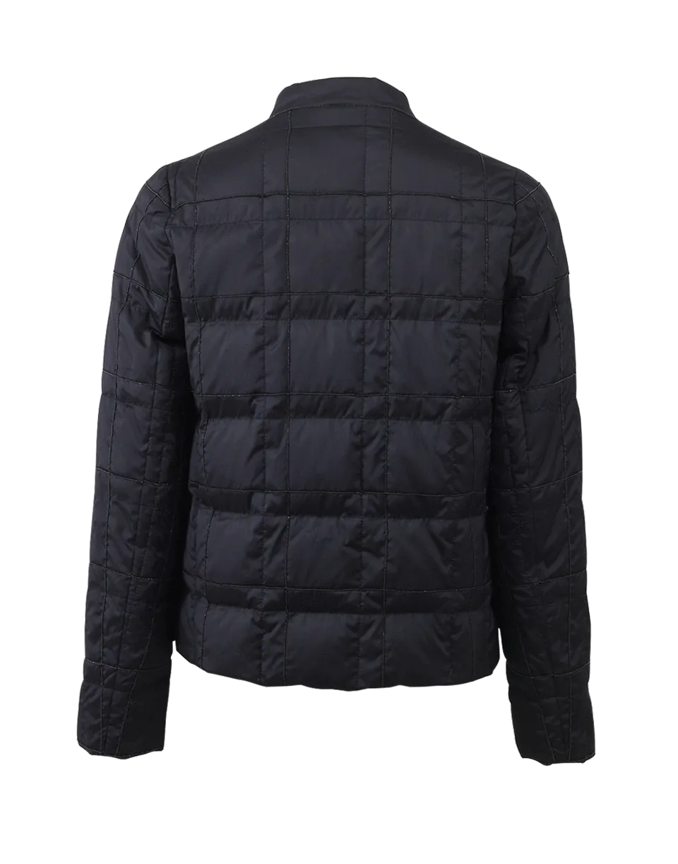 Windowpane Puffer Jacket