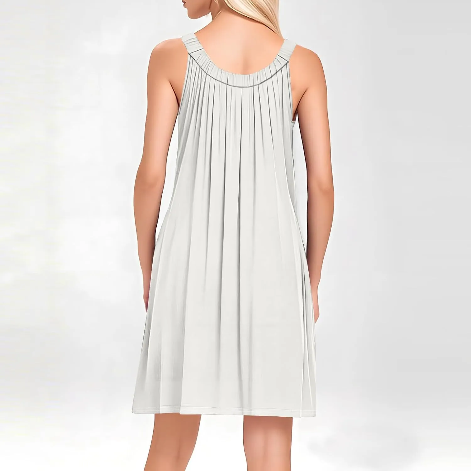 Women 2025 Summer Dress Sleeveless V Neck Mini Dress Casual Beach Cover Up Swimwear Bathing Suit Sundress with Pocket