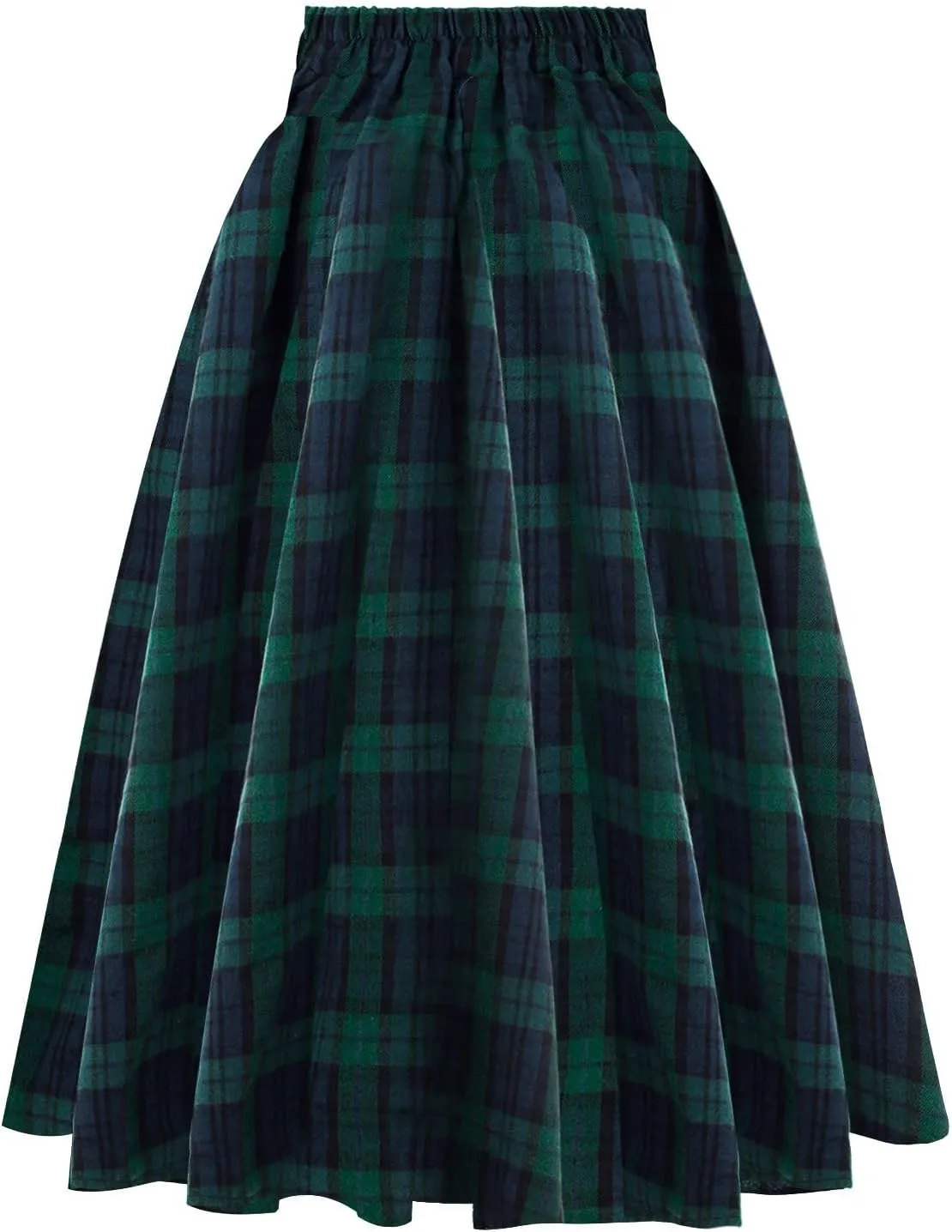 Women Midi Skirt Skirts Women Fashion Casual Plaid SkirtWith Pockets Vintage High Waist Pleated Skirt Tulle Skirt