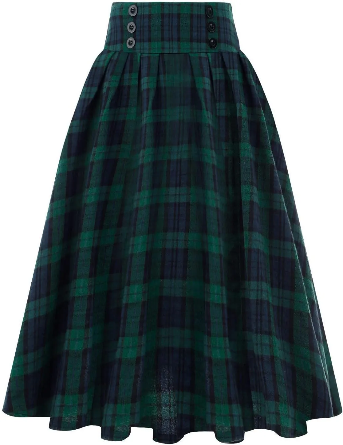 Women Midi Skirt Skirts Women Fashion Casual Plaid SkirtWith Pockets Vintage High Waist Pleated Skirt Tulle Skirt