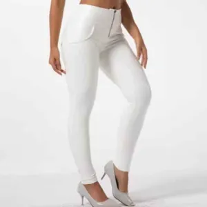 Women White Leather Pants