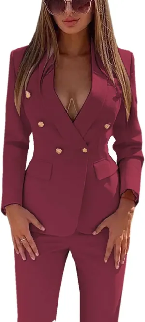 Women's 2 Piece Suit Hot Set Business Fashion Long Sleeve Blazer and Pants for Women