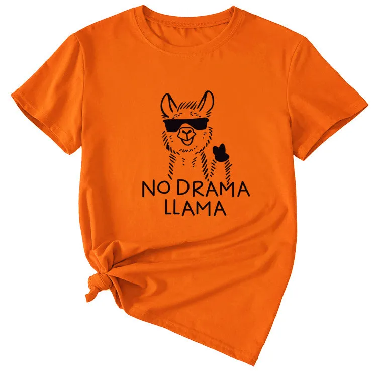 Womens Dress No Drama Llama Leisure Round Neck Short Sleeve T-shirt