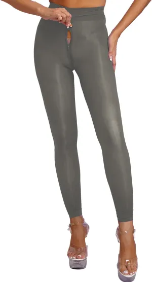 Women's High Waist Pantyhose Hosiery Seamless Silk Tights With Zipper Crotch