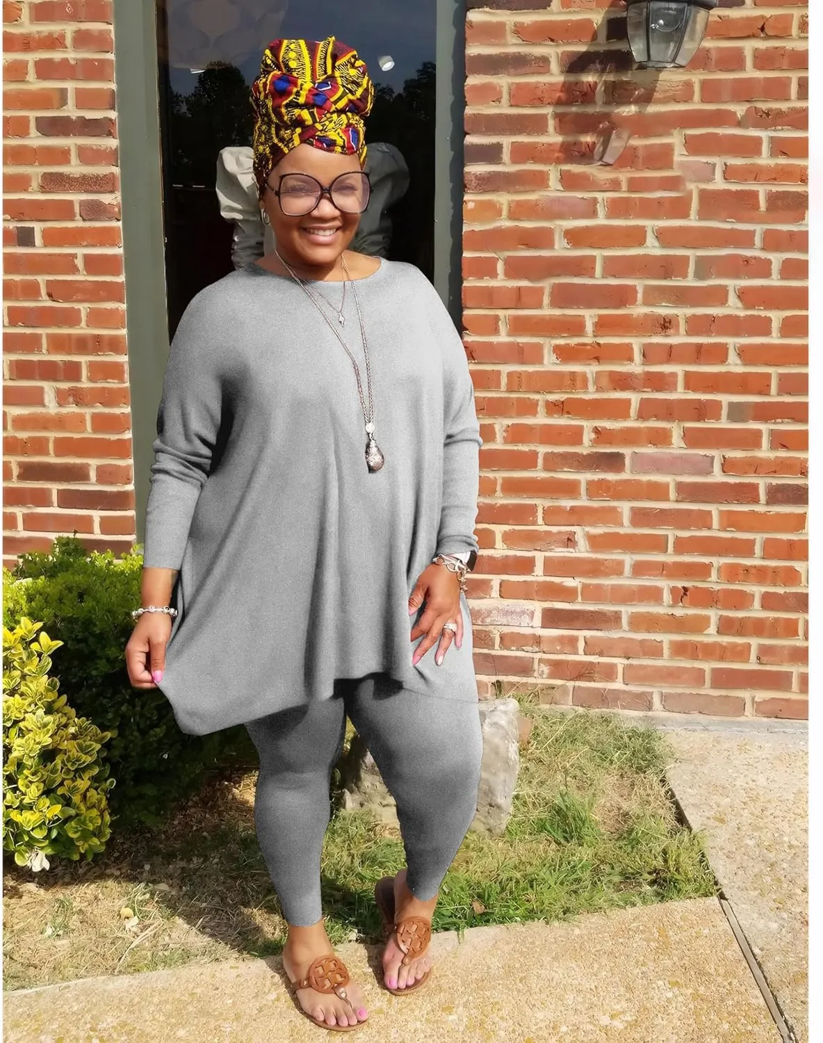Women's Plus Size Two Piece Outfits Loungewear Sets Long Sleeve Oversized Tshirts Sweatpants Sweatsuits Sets