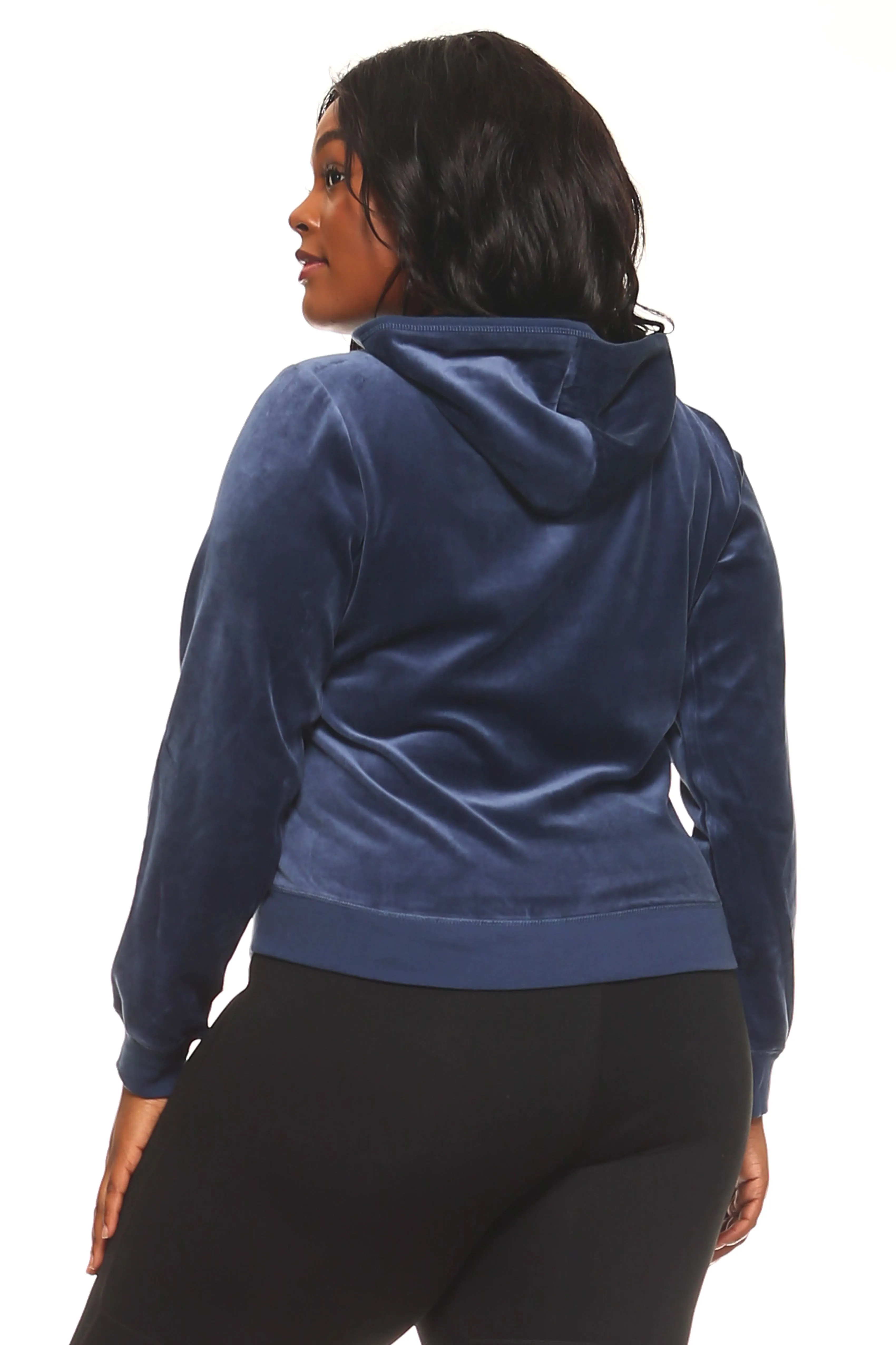 Women's Plus Size Velour Zip-Up Sweater