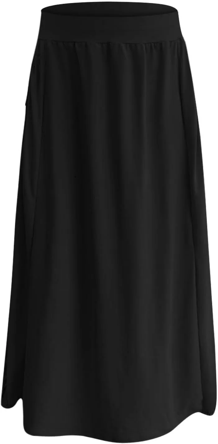 Women's Summer Maxi Skirts 2025 Trendy Solid High Waisted Ankle Length Skirt Casual Flowy Ruffle Hem Balloon Skirts