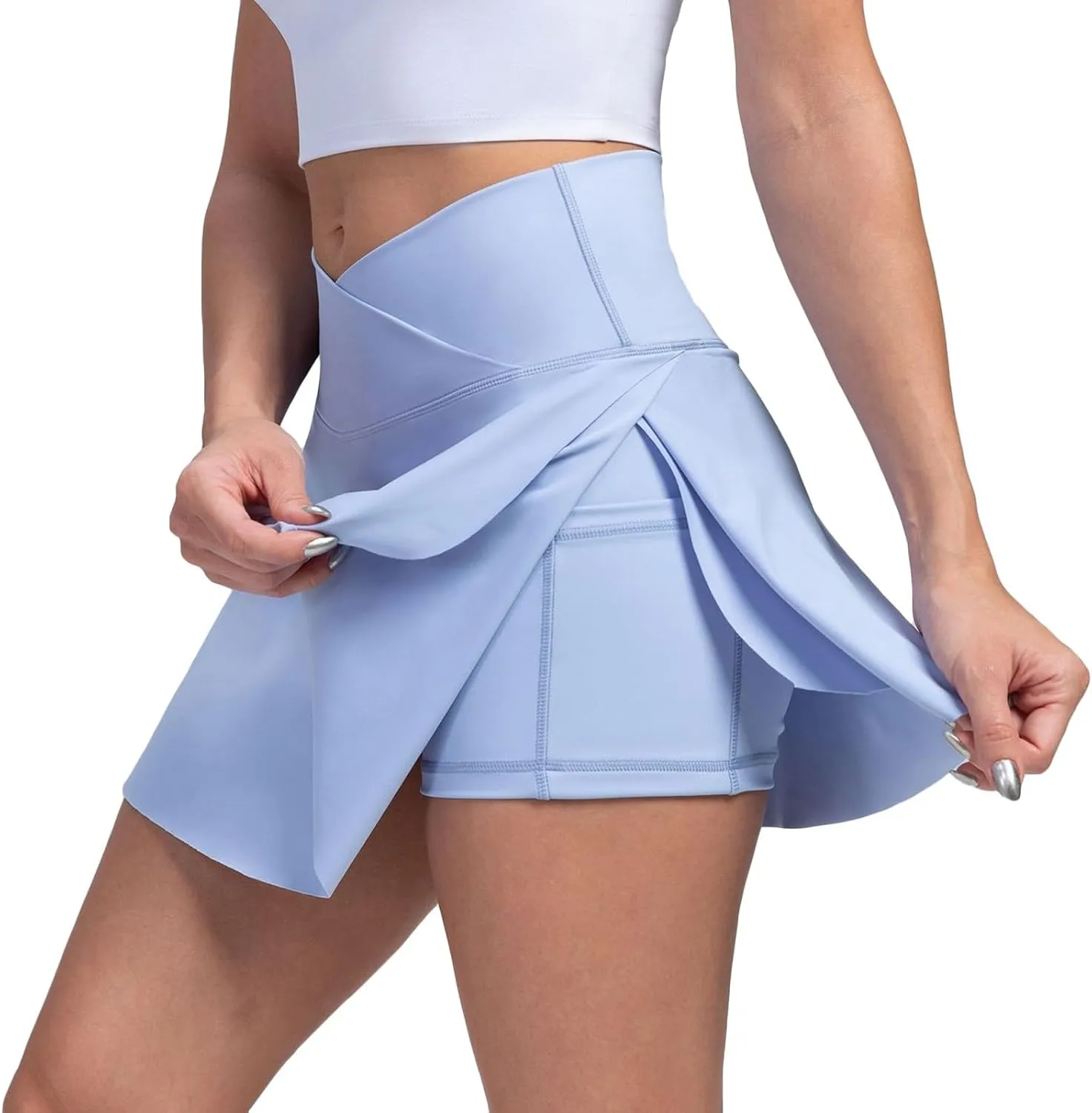 Women's Summer Sports Loose Trendy Quick Dry Elastic High Waist Solid Color Yoga Fitness Tennis Skirts, S-2XL