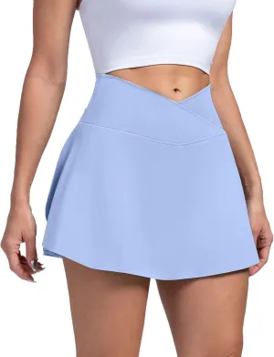 Women's Summer Sports Loose Trendy Quick Dry Elastic High Waist Solid Color Yoga Fitness Tennis Skirts, S-2XL
