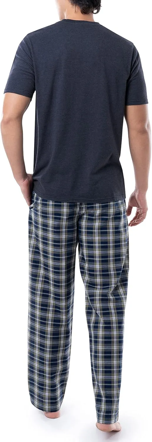 Wrangler Men's Jersey Top and Micro-Sanded Pants Pajama Sleep Set