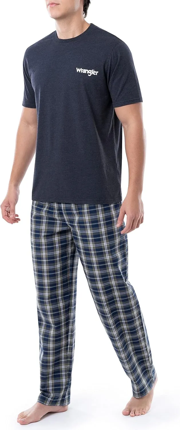 Wrangler Men's Jersey Top and Micro-Sanded Pants Pajama Sleep Set