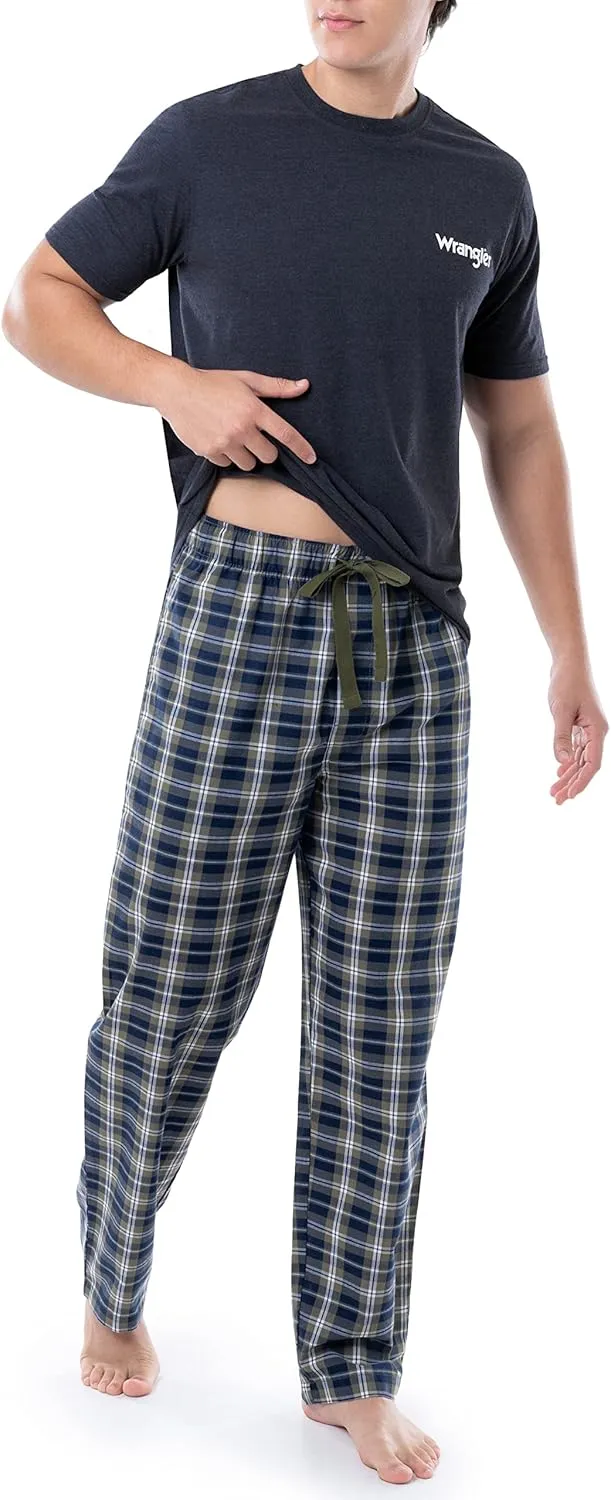 Wrangler Men's Jersey Top and Micro-Sanded Pants Pajama Sleep Set