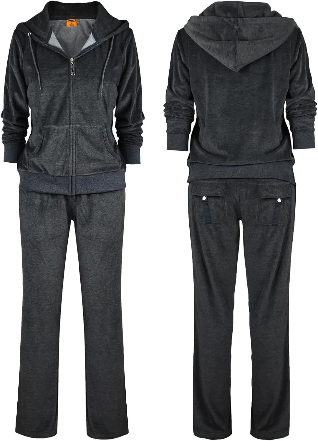 Yasumond Womens Velour Tracksuit 2 Piece Outfits Long Sleeve Zip Hooded Lounge Velvet Sweatshirt and Sweatpants Set